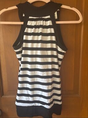 White House Black Market Black & White Striped Halter top Blouse